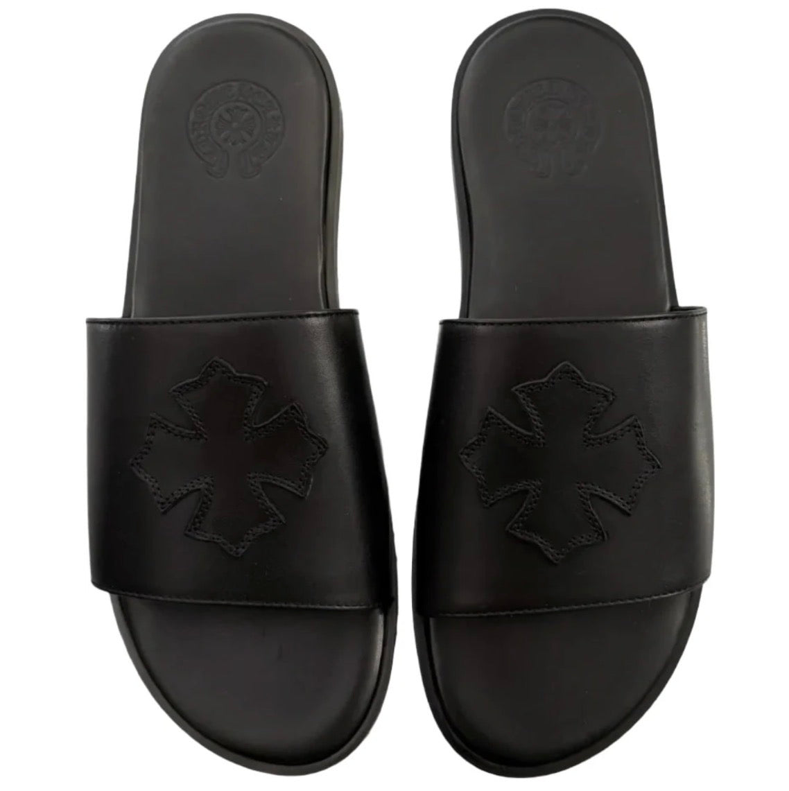 Chrome Hearts Leather Cross Patch Sandals