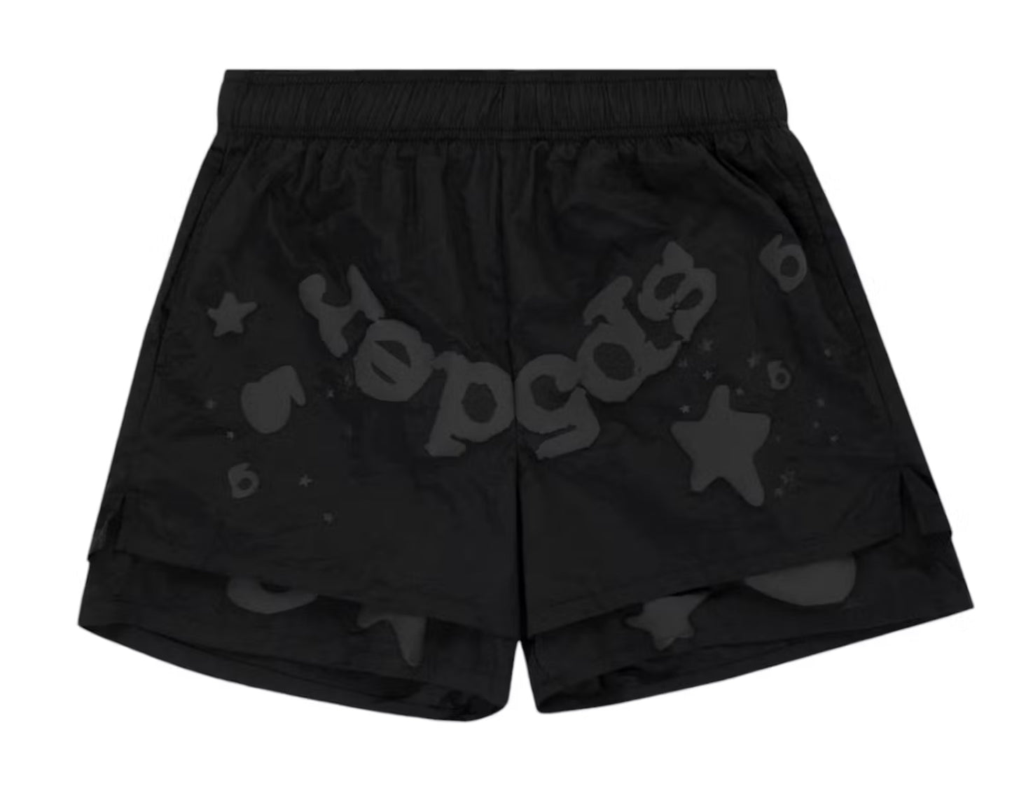 SP5DER BLACK BELUGA DOUBLE LAYER SHORTS