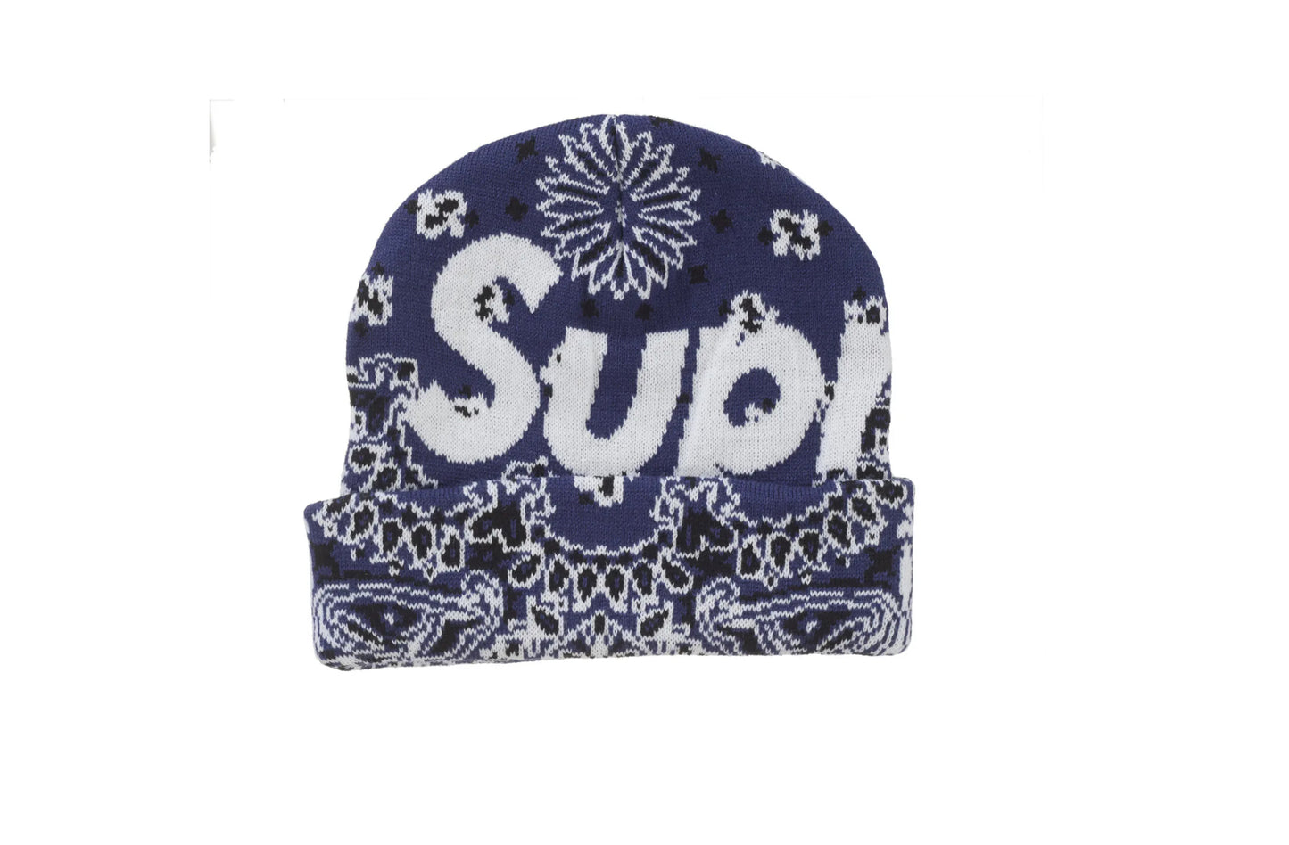 Supreme Bandana Big Logo Beanie Blue