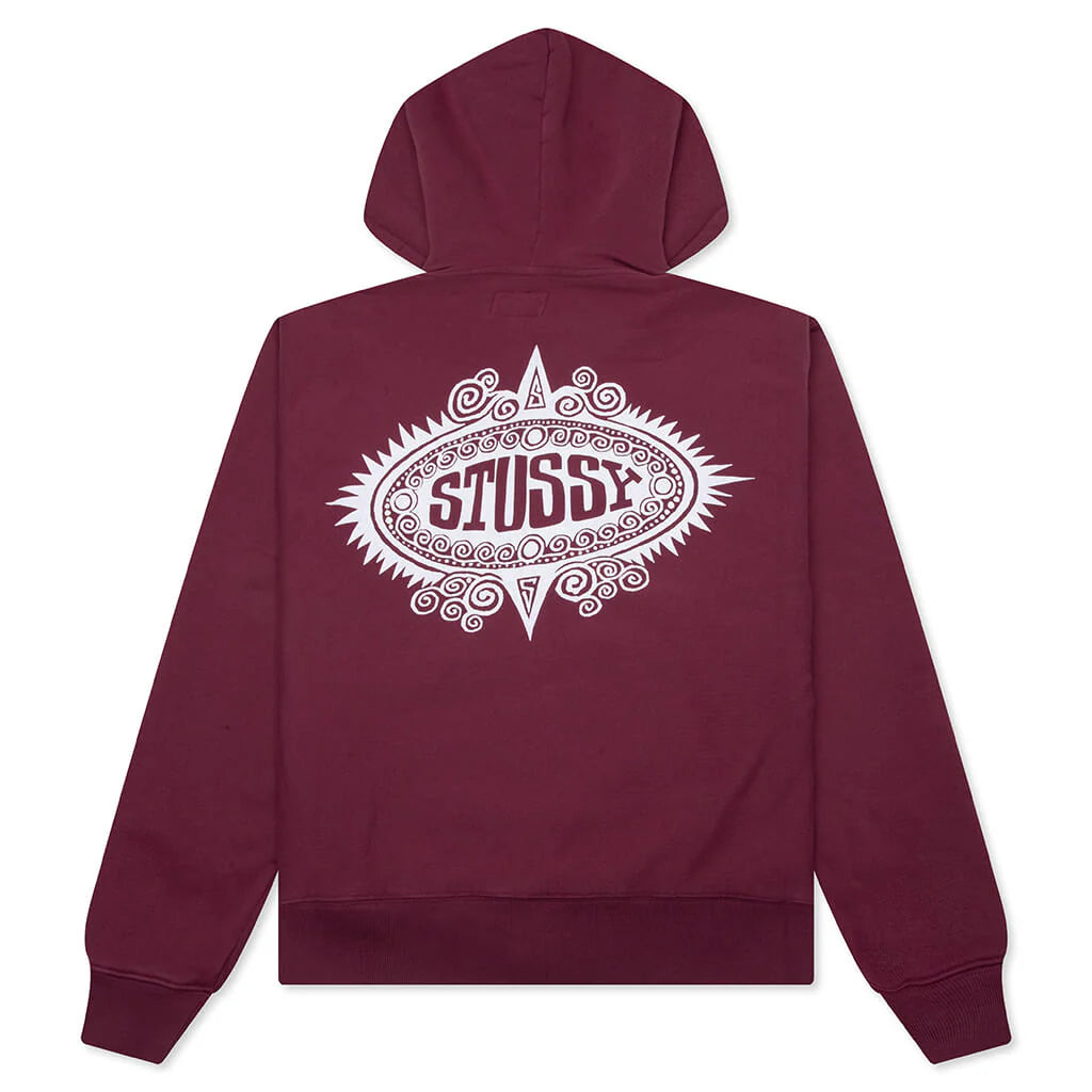STUSSY MANTRA ZIP HOODIE (BURGUNDY)