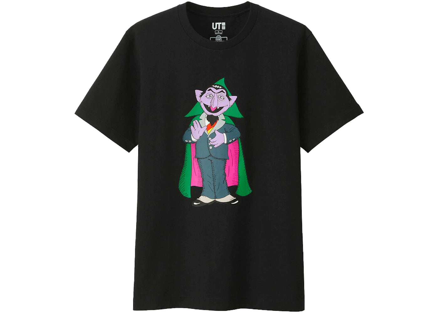 KAWS X Uniqlo X Sesame Street Count Von Count Tee Black
