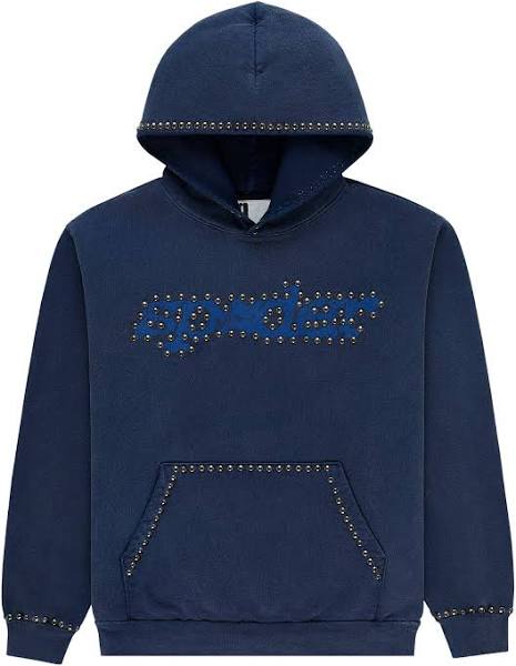 Sp5der Punk V3 Studded Hoodie Blue