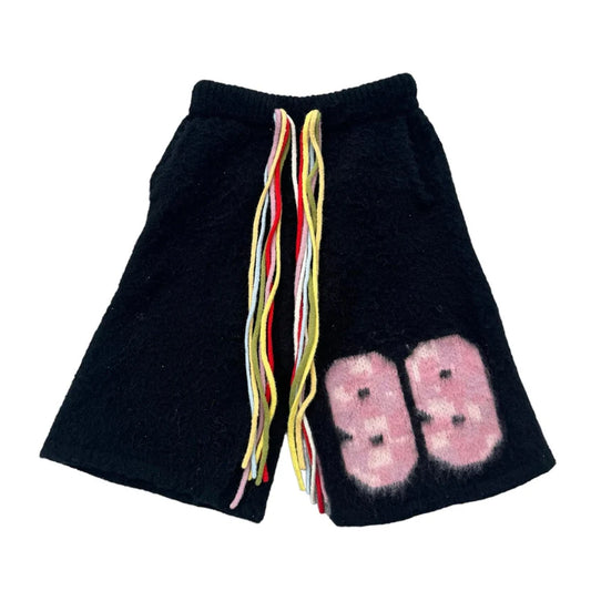 Brainwashed Rainbow Strings Mohair Shorts Black