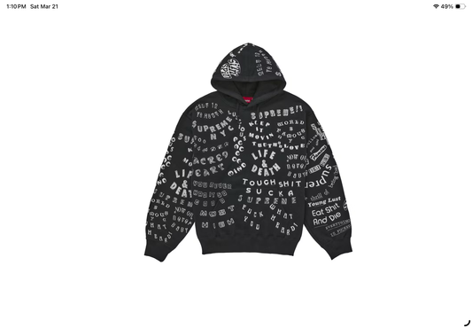 Supreme Too Deadly Hooded Sweatshirt (Black)