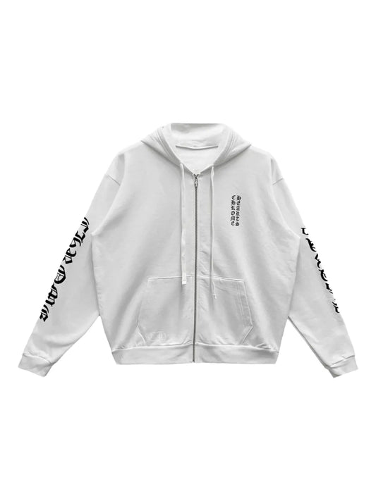 Chrome Hearts Monogram Zip Up Hoodie White