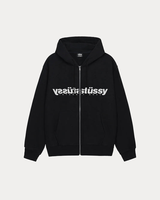 STUSSY MIRROR ZIP HOODIE (BLACK)