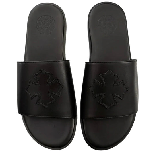 Chrome Hearts Leather Cross Patch Sandals