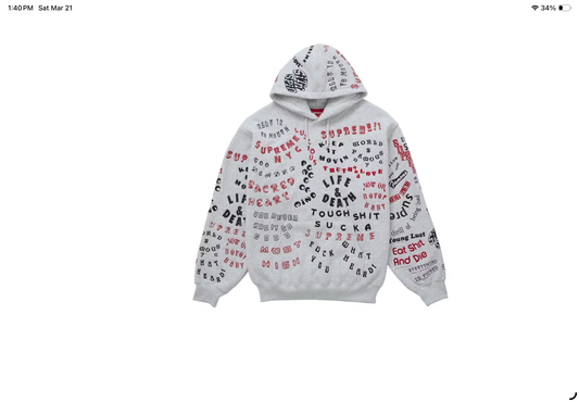 Supreme Too Deadly Hooded Sweatshirt (Ash Grey)