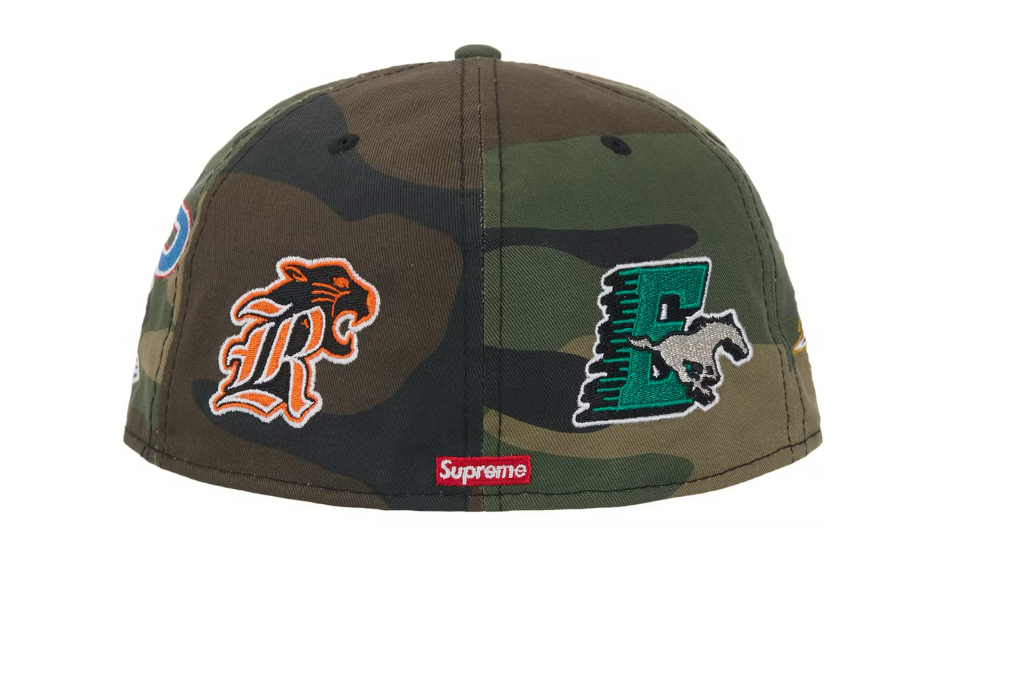 Supreme Mascots S Logo New Era 59Fifty Fitted Cap (7/12) (Woodland Camo)