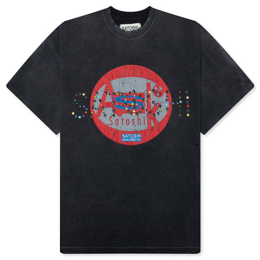 SATOSHI NAKAMOTO ASK SATOSHI TEE Washed Black
