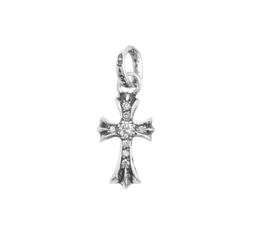 Chrome Hearts Baby Fat Cross Pendant with Diamonds