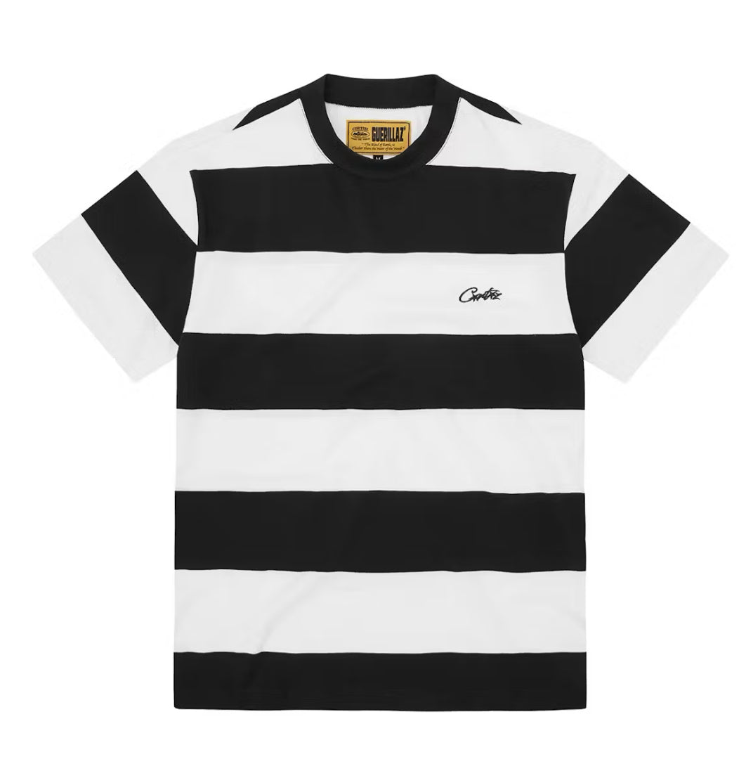 Corteiz Striped Tee Black