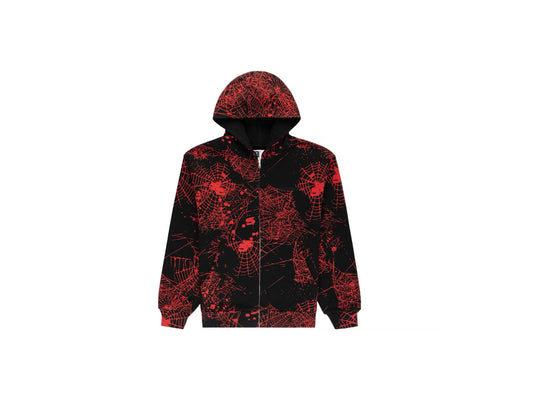 Sp5der AOP Web Zip Up Hoodie