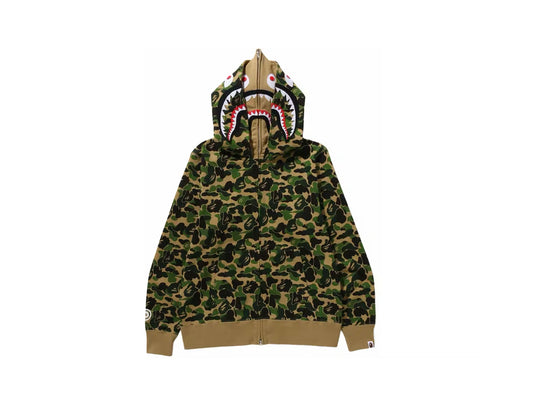 BAPE ABC Camo Double Shark Full Zip Hoodie Green