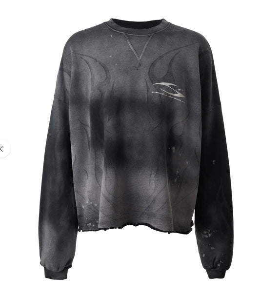 Hellstar Burned Tribal Crewneck Black