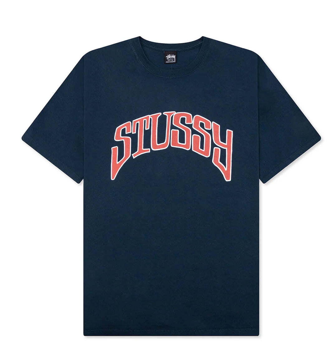 STUSSY ARCHED PIGMENTED DYED TEE NAVY