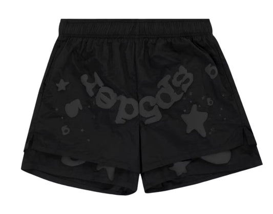 SP5DER BLACK BELUGA DOUBLE LAYER SHORTS