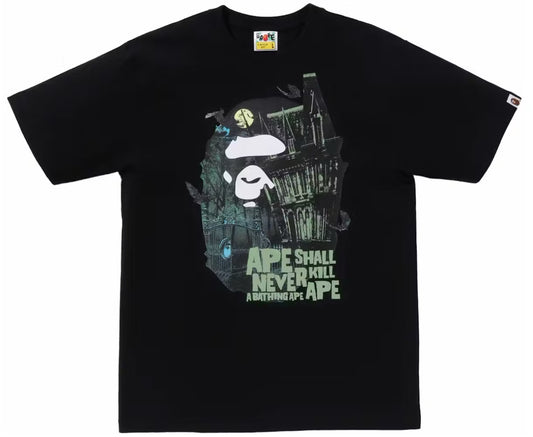 BAPE Halloween Mansion Head Tee Black