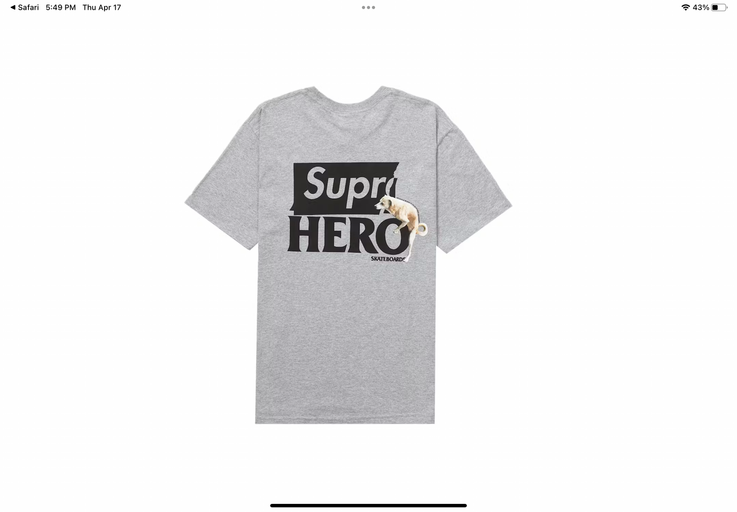 Supreme Antihero Tee Grey