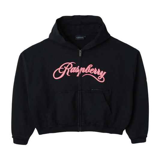 GV Gallery Raspberry Script Black/Pink Zip Up Hoodie