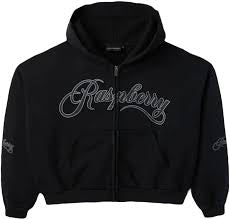 GV Gallery Raspberry Script Black Zip Up Hoodie