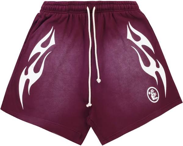Hellstar Flame Shorts Burgundy
