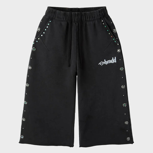 HMDD Flower Studded 3/4 Shorts Black