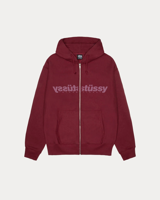 STUSSY MIRROR ZIP HOODIE (WINE)