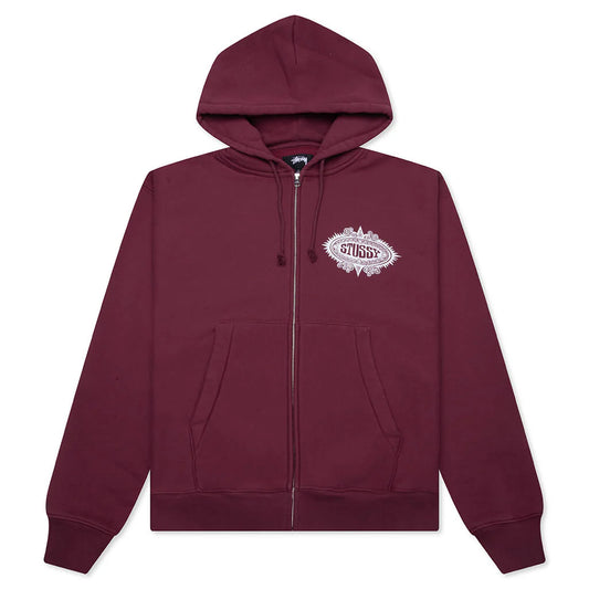STUSSY MANTRA ZIP HOODIE (BURGUNDY)
