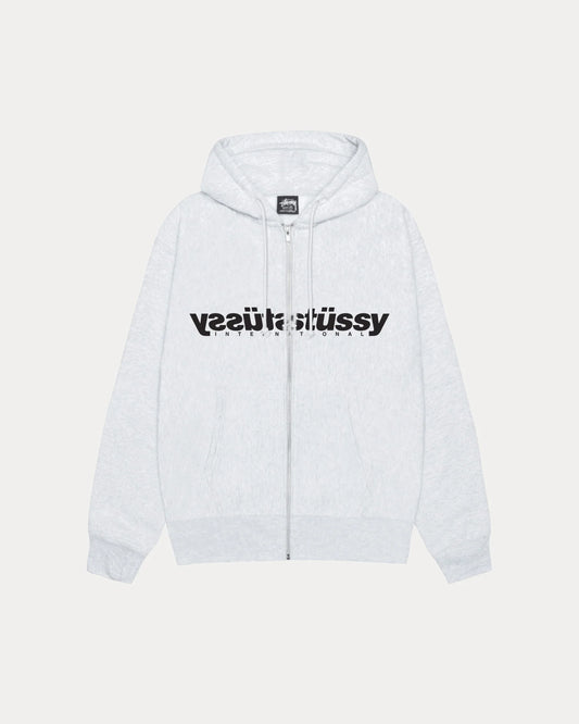 STUSSY MIRROR ZIP HOODIE (ASH HEATHER)