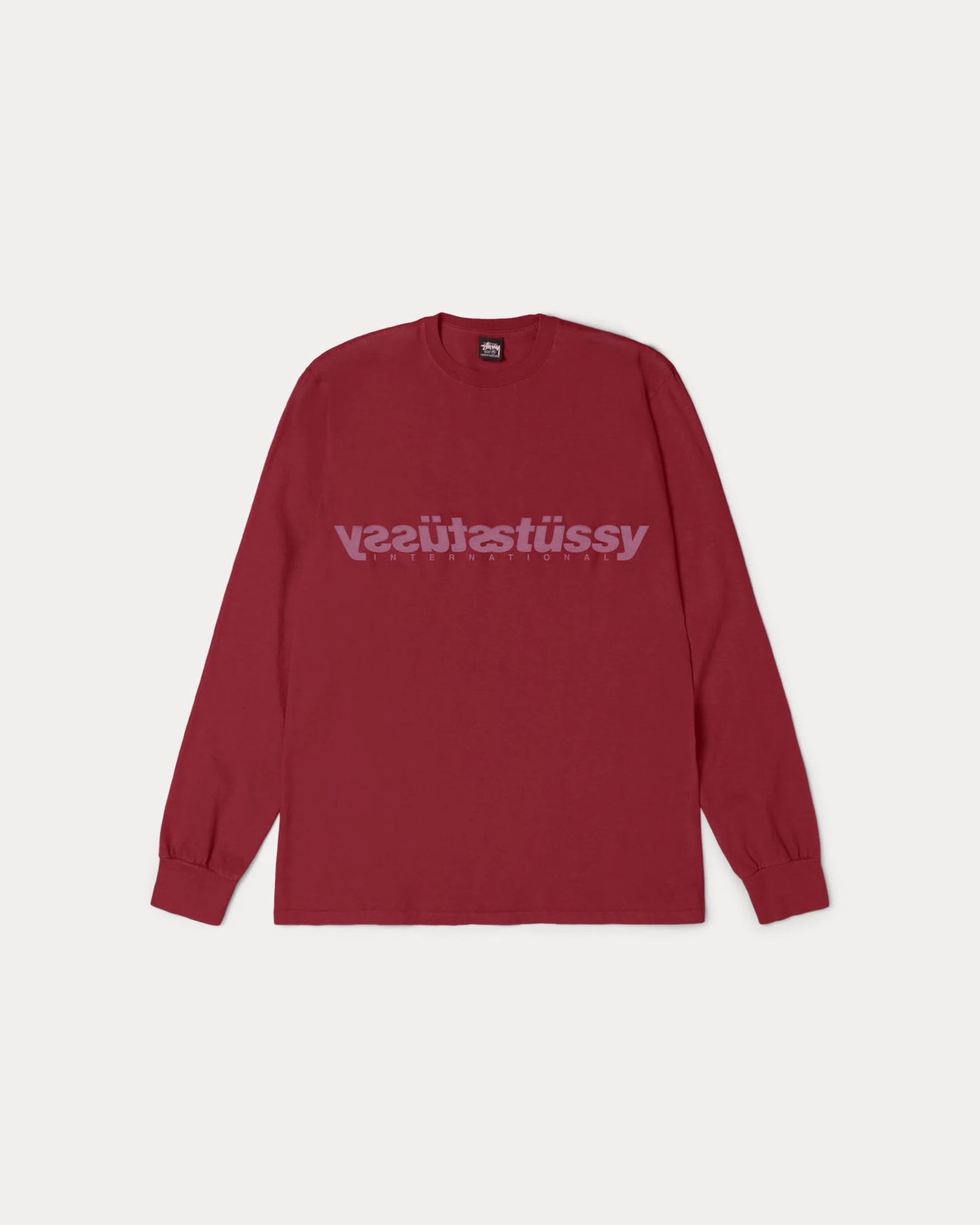 STUSSY MIRROR L/S TEE (BURGUNDY)