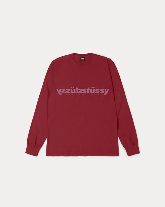 STUSSY MIRROR L/S TEE (BURGUNDY)