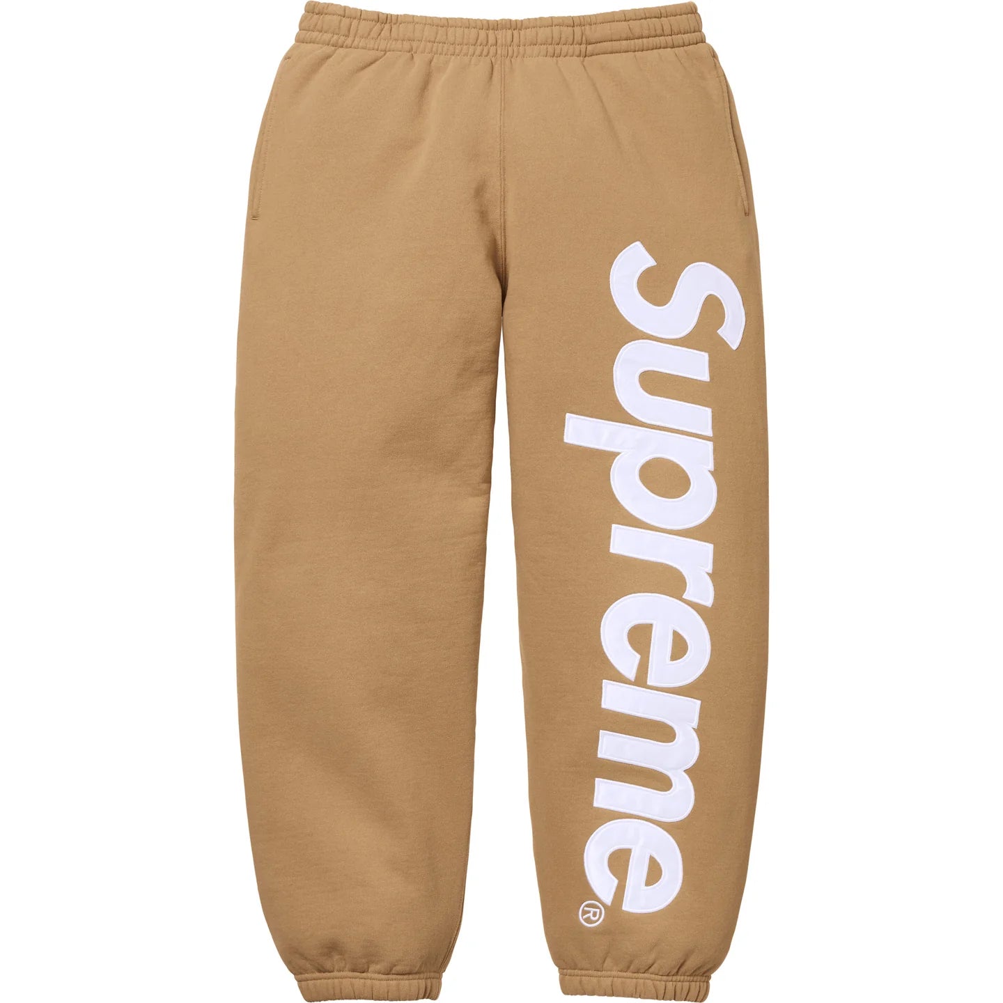 Supreme Satin Appliqué Sweatpants (Light Tan)