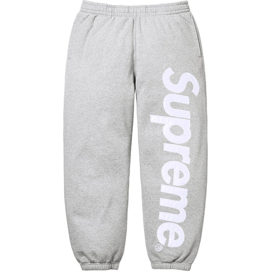 Supreme Satin Appliqué Sweatpants (Heather Grey)
