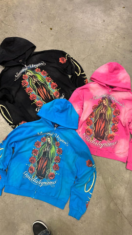 Heaven Virgen Guadalupana Zip Up Blue