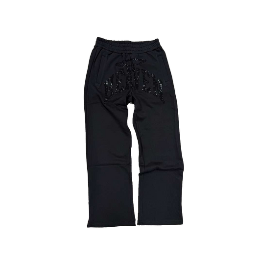 Heaven Rhinestone Relaxed Sweatpants (Black/Black)