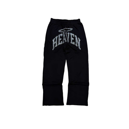 Heaven Rhinestone Relaxed Sweatpants (Black/White)