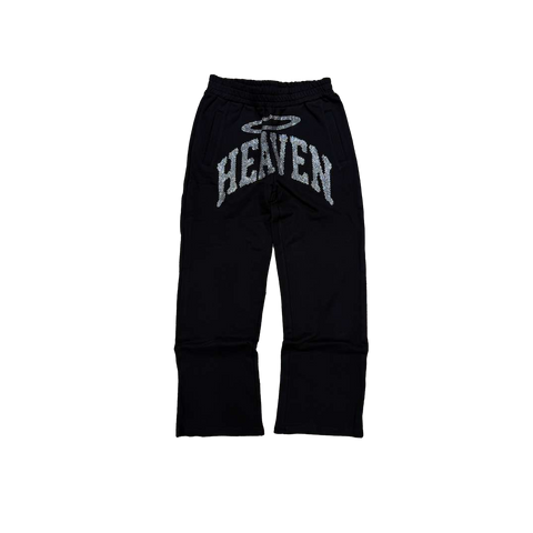 Heaven Rhinestone Relaxed Sweatpants (Black/White)