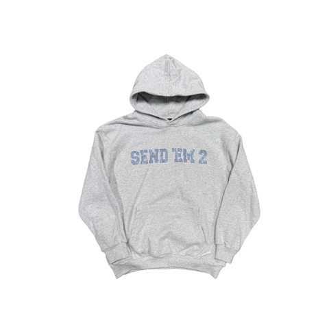 Heaven Arc Logo Rhinestone Hoodie Grey/Blue