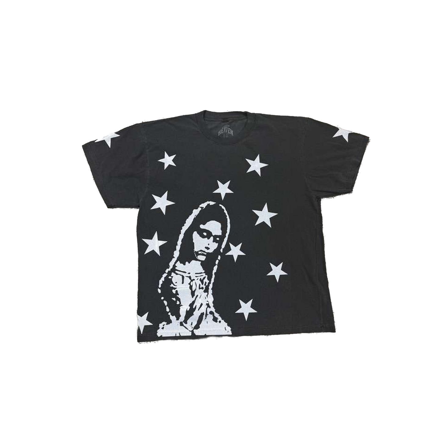 Virgen de Guadalupe Heaven is Forever Glitter Pearl White Tee