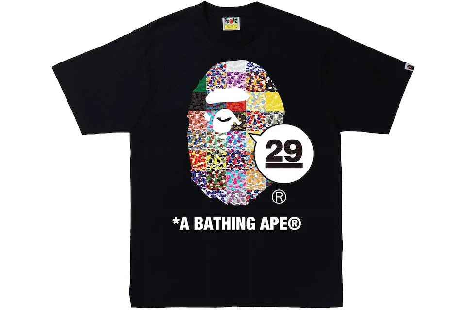 BAPE A Bathing Ape 29th Anniversary Ape Head Tee Black